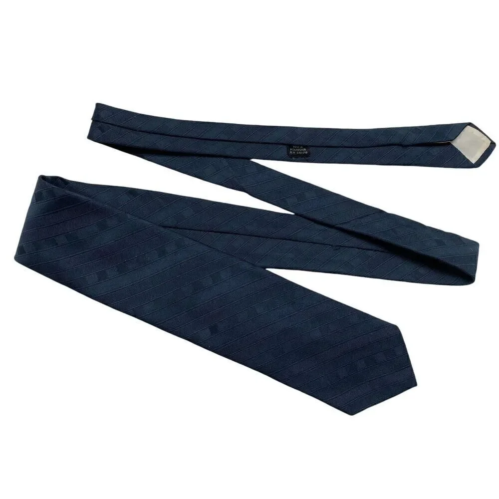 Velduci Men's Tie Necktie Tone on Tone Blue Stripe Polyester Classic Office